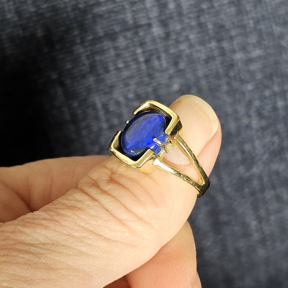 Black Opal 3.5 carat 14k Gold Ring Lightning Ridge Please Read Condition Details - Picture 4 of 16